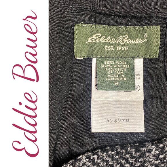 EDDIE BAUER VINTAGE Y2K WOOL HOUNDSTOOTH PLAID PENCIL SKIRT DARK ACEDEMIA, 8 - Picture 3 of 7